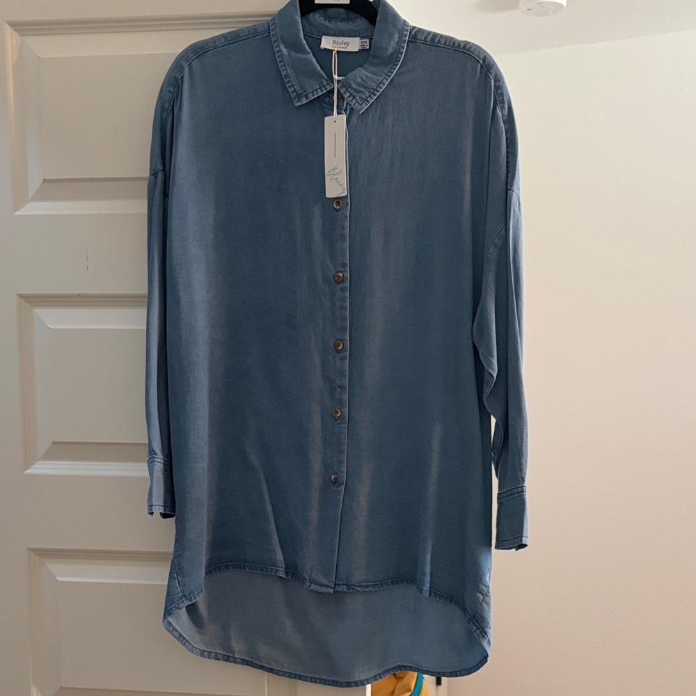 Bluivy Blue Washed Denim Tunic Shirt